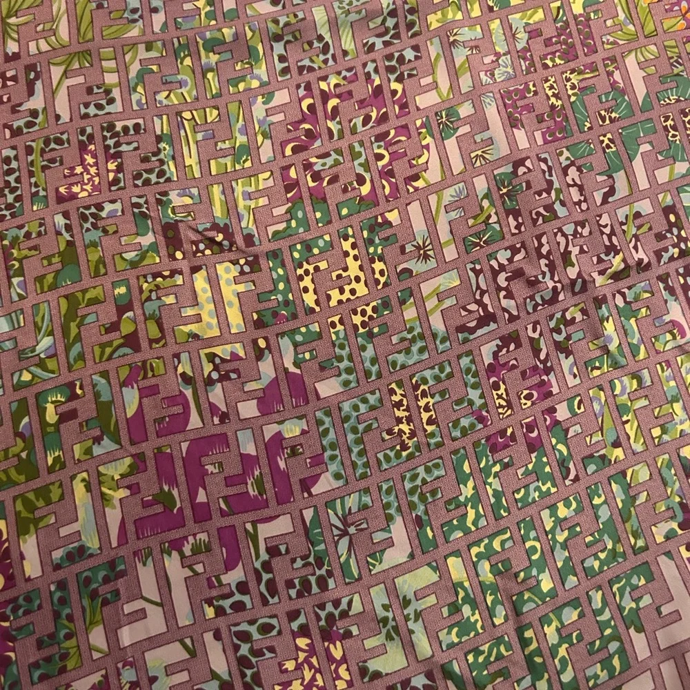 Fendi Plum Purple Patterned Silk Scarf - Picture 3 of 3
